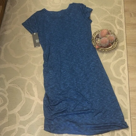NWT🌷MOSSIMO🌷Blue short sleeve side ruched rayon polyester Spandex knit dress - Picture 4 of 4